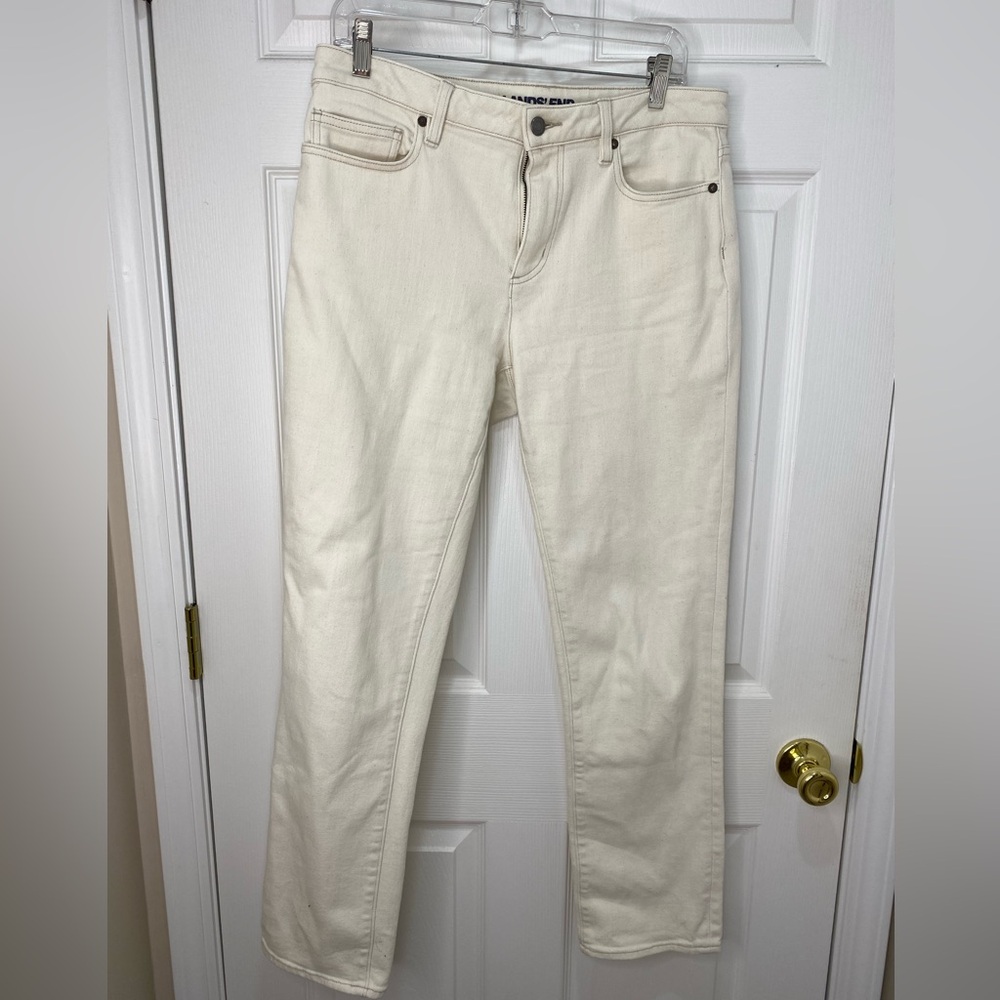 Lands' End Off-White Mid Rise Straight Denim Jeans Size 10 - Picture 1 of 12